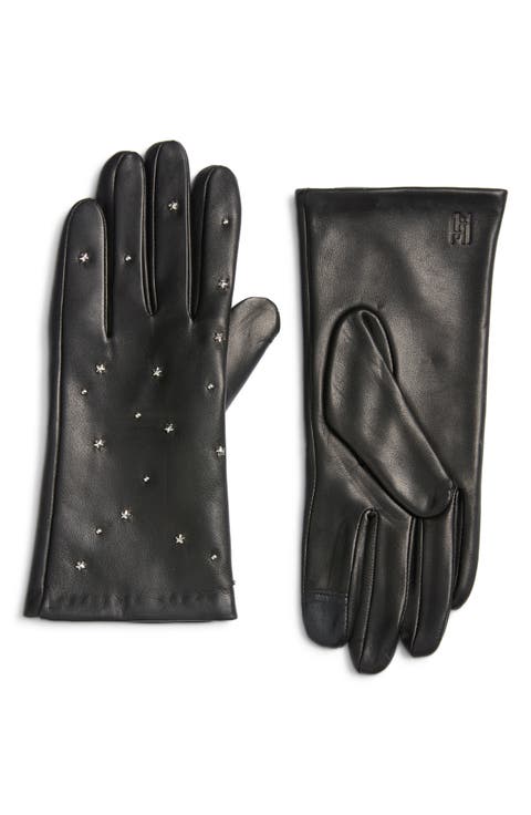 Celeste Star Studded Leather Tech Gloves