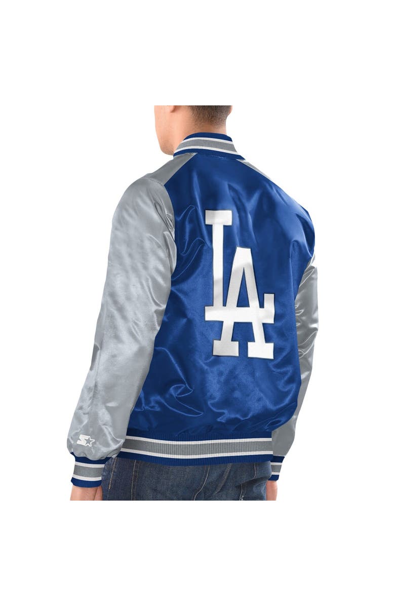 STARTER Men's Starter Royal/White Los Angeles Dodgers Varsity Satin Full-Snap Jacket, Alternate, color, 