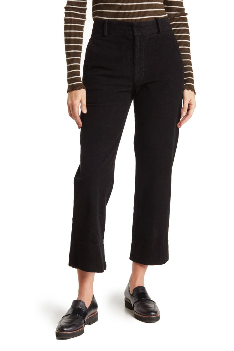 Elvie High Waist Corduroy Pants, Main, color, TRUE BLACK