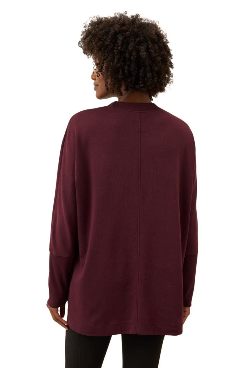 Organic Cotton Airplane Long Sleeve Poncho, Alternate, color, Windsor Wine