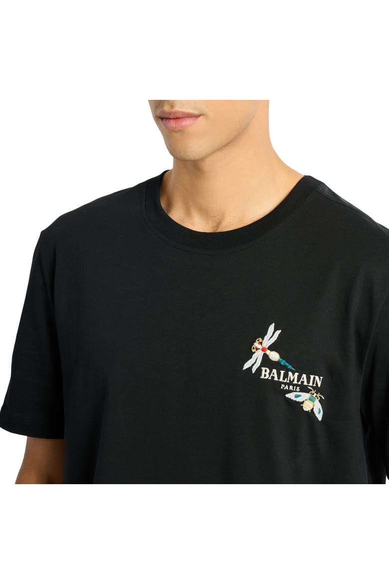 Embroidered Balmain Insect T-shirt, Alternate, color, black