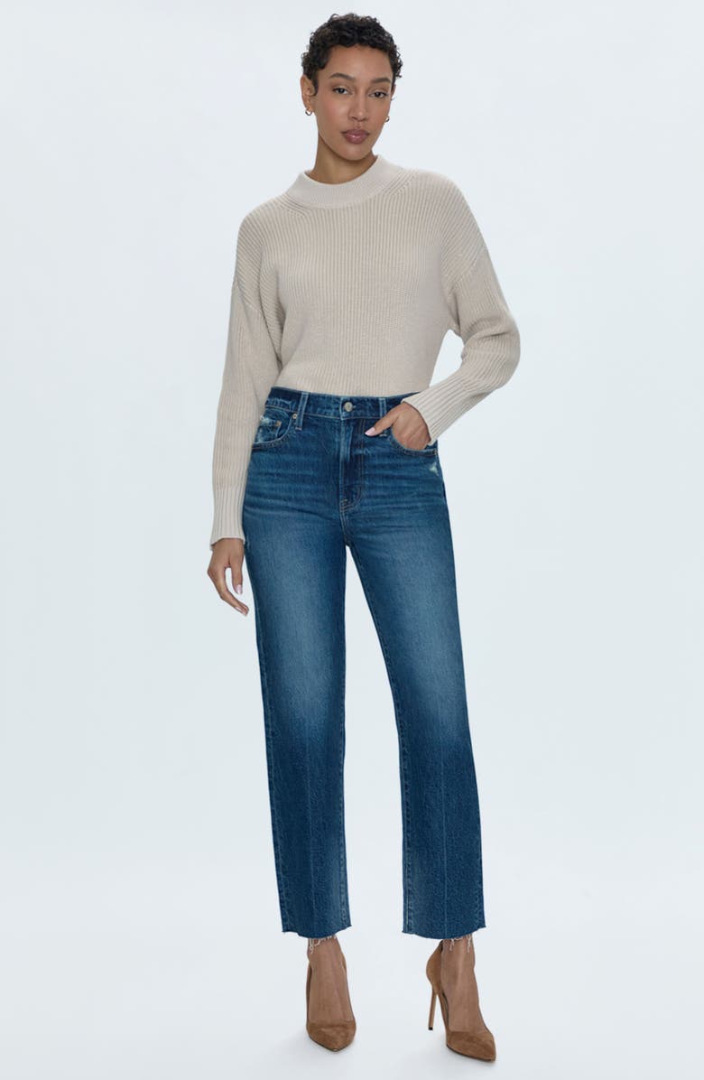 Pistola Charlie High Waist Raw Hem Ankle Straight Leg Jeans, Alternate, color,