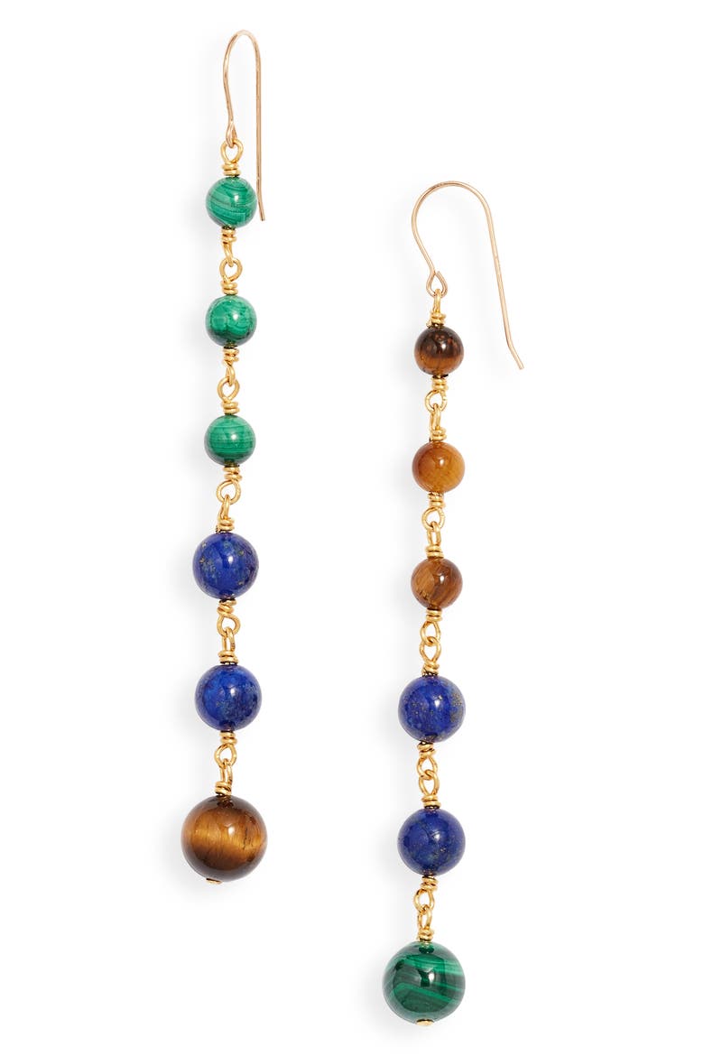 Semiprecious Stone Drop Earrings, Main, color, GOLD MULTI