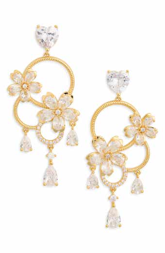 EYE CANDY LOS ANGELES Faith Cubic Zirocnia Flower Hoop Drop Earrings