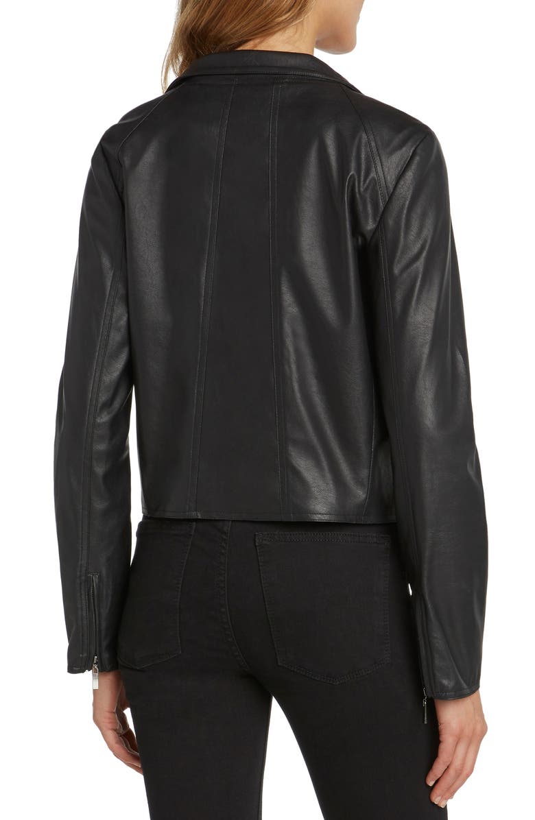 matty m. Drape Collar Faux Leather Jacket, Alternate, color,