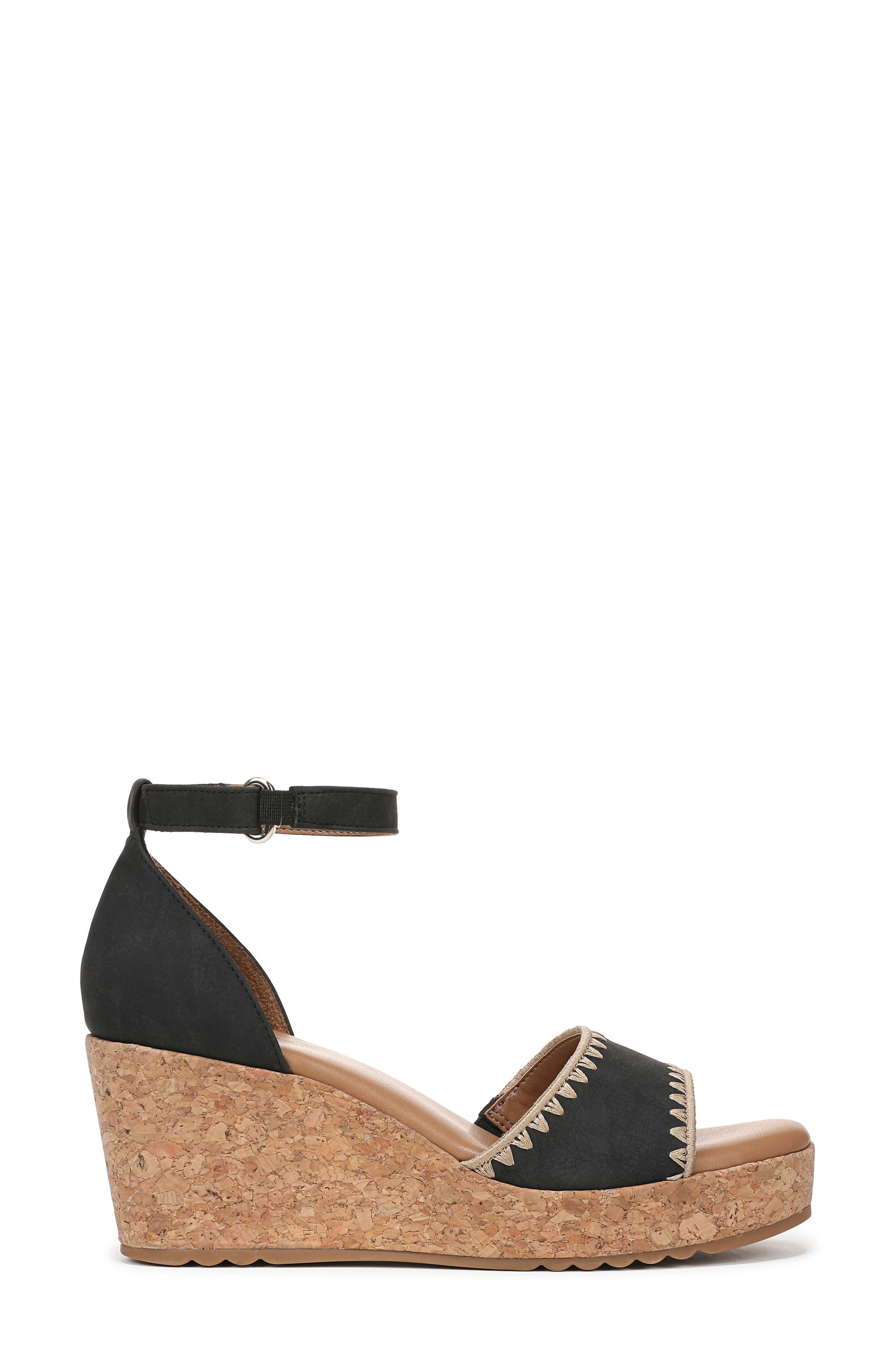 Naturalizer Olly Platform Wedge Sandal, Alternate, color, Black Faux Leather