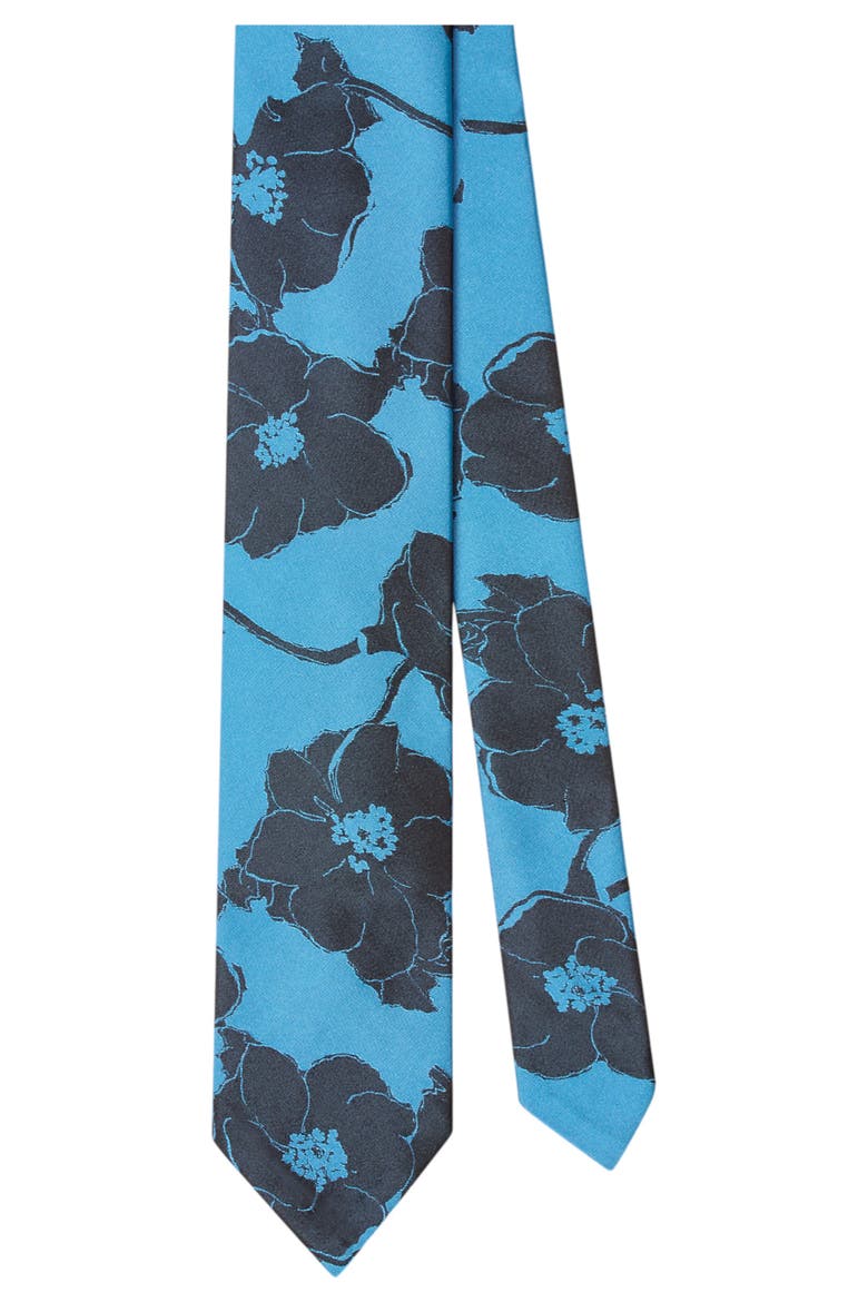 Duvall Large Floral Jacquard Unlined Necktie, Main, color, Light Blue