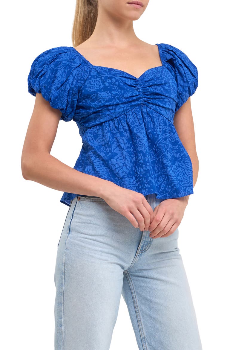 Floral Cutout Bow Tie Top, Alternate, color, BLUE
