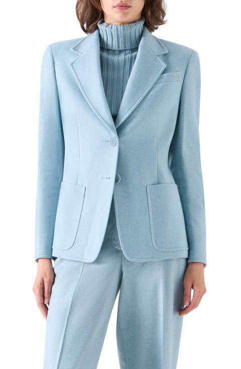 Wool Blend Flannel Tailored Blazer