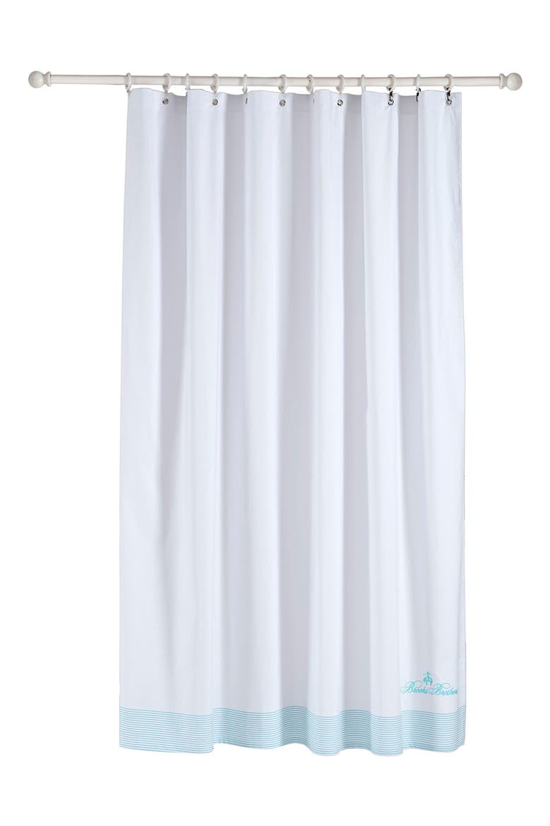 Rope Stripe Border Shower Curtain, Main, color, SEA GLASS