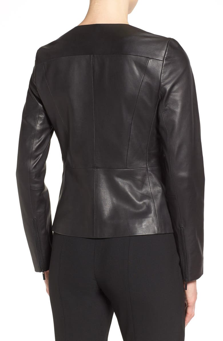 Classiques Entier<sup>®</sup> Asymmetrical Zip Fitted Leather Jacket, Alternate, color,
