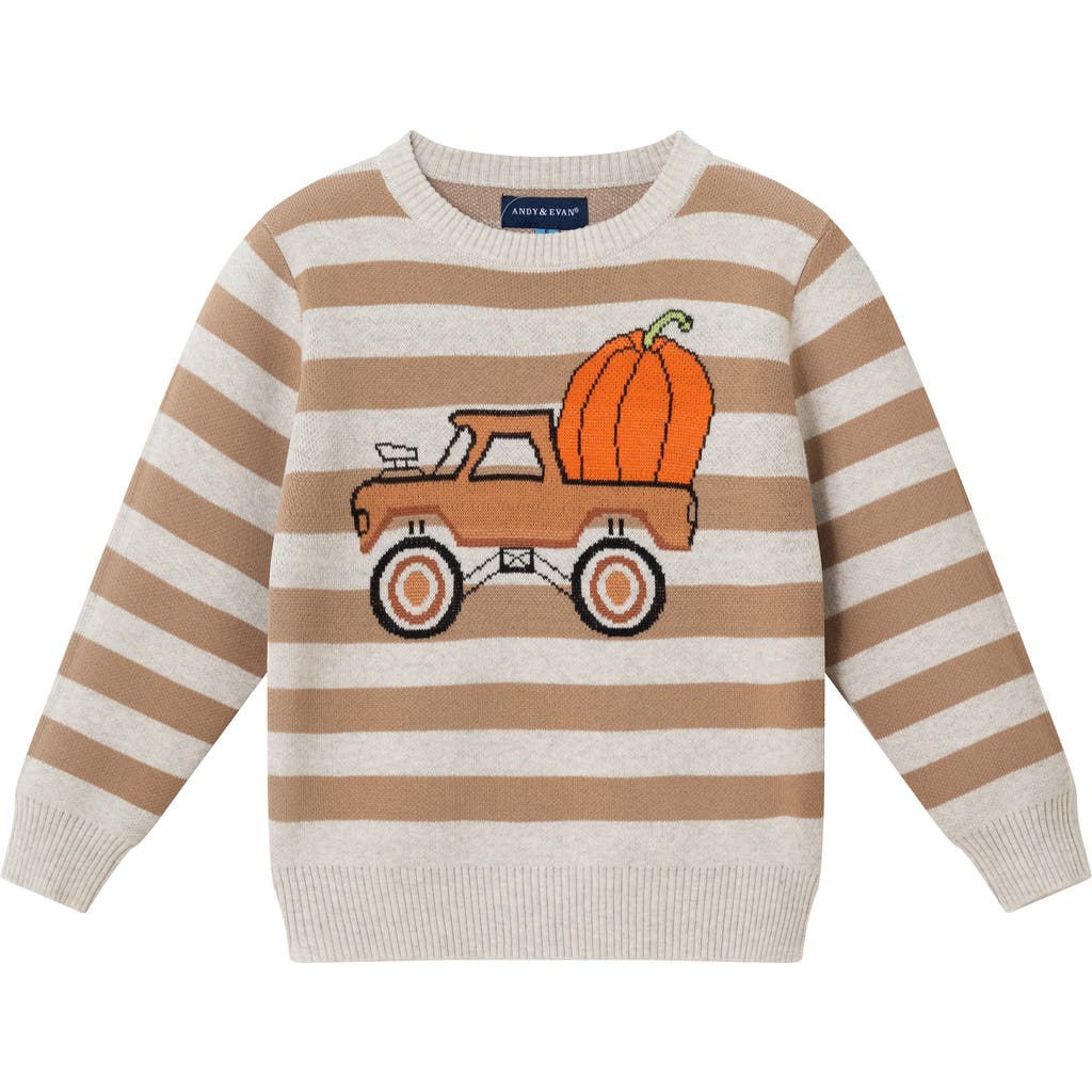 Andy & Evan Kids' Halloween Jacquard Cotton Crewneck Sweater In Multi
