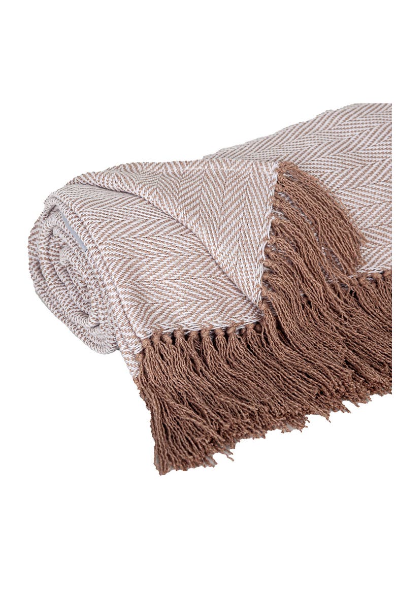 Pegeen Chevron Handloomed Throw Blanket, Alternate, color, BEIGE-COFFEE