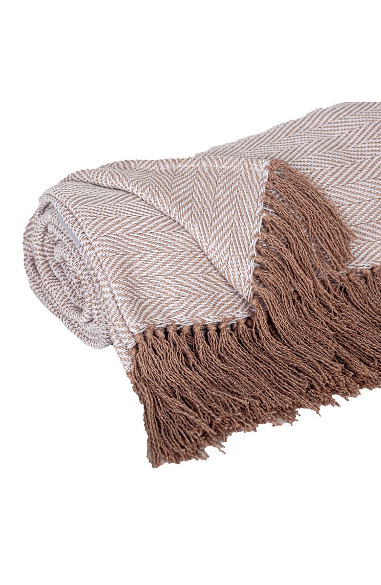 PARKLAND COLLECTION Pegeen Chevron Handloomed Throw Blanket, Alternate, color, Beige-Coffee