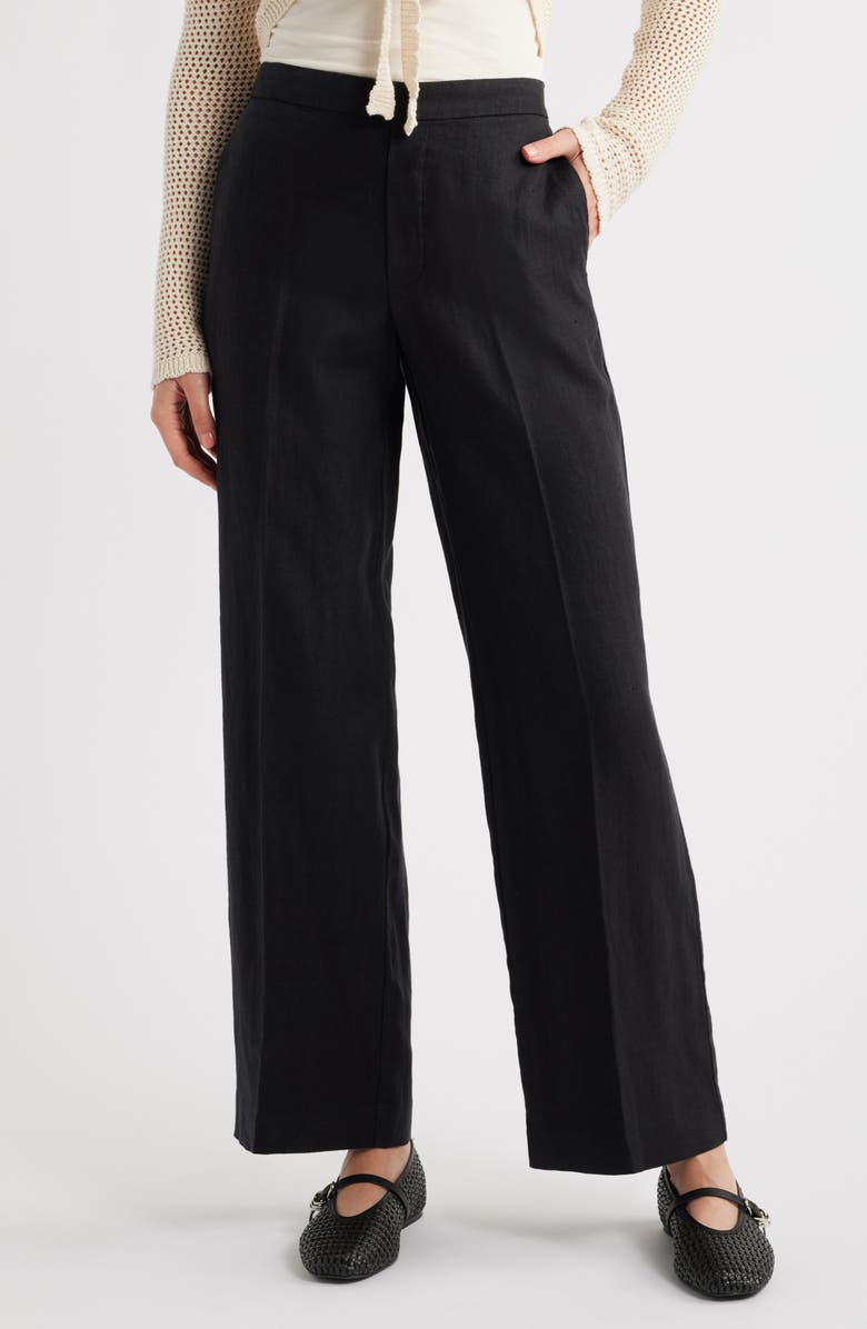 Madewell The Easy Linen Pull-On Pants, Main, color, Jet Black