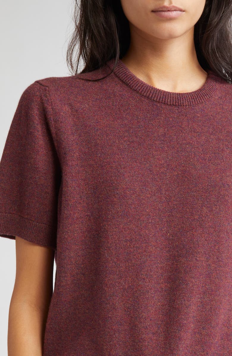 Johnstons of Elgin Classic Cashmere Short Sleeve Sweater, Alternate, color, Damson