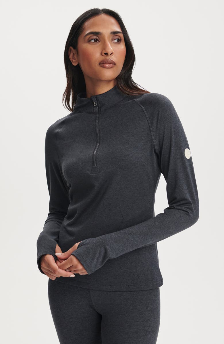 Varley Always Warm Half Zip Base Layer Top, Alternate, color, Black Marl