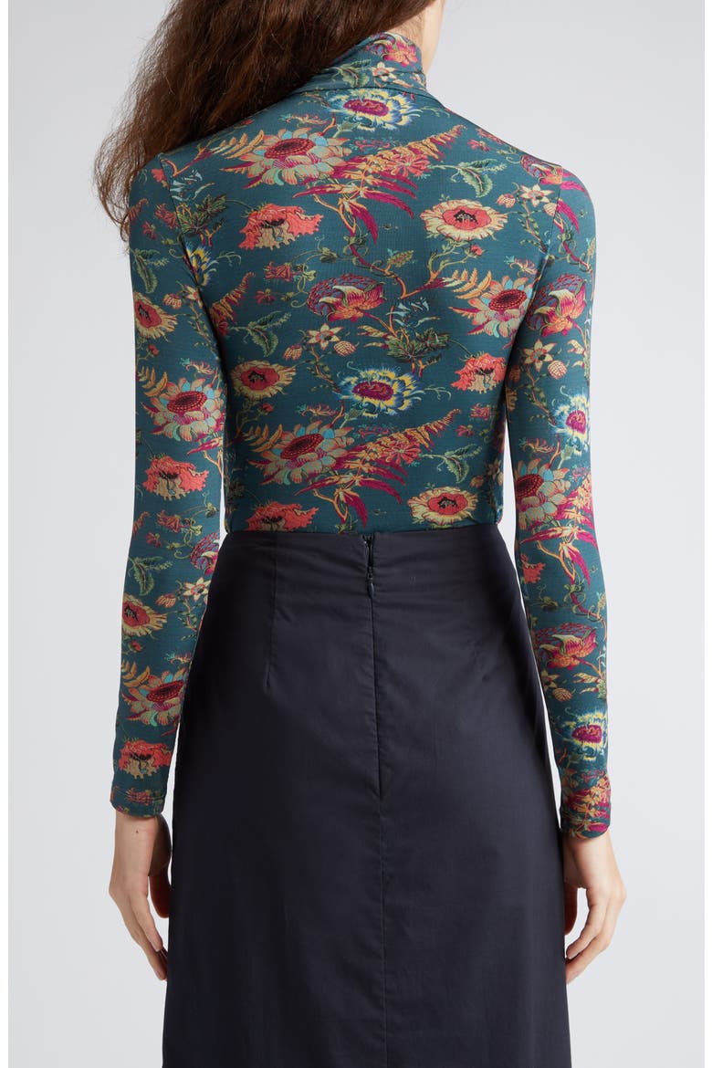 Aurelia Floral Print Turtleneck Top, Alternate, color, LARKSPUR