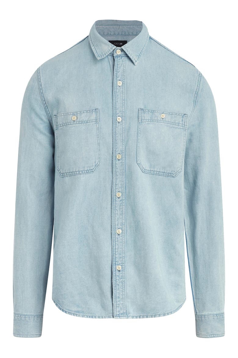 Lou Indigo Cotton & Linen Button-Up Shirt, Alternate, color, SPRING SKY