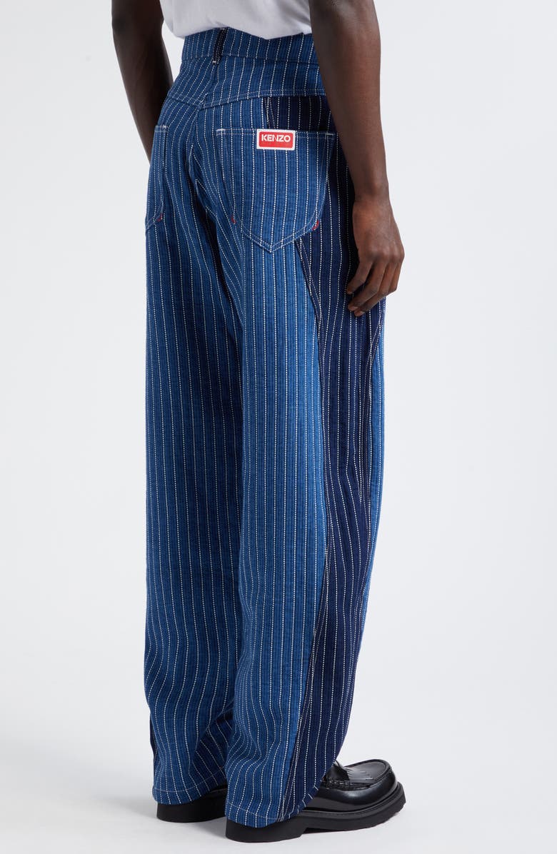 KENZO Pinstripe Patchwork Loose Fit Jeans, Alternate, color, 