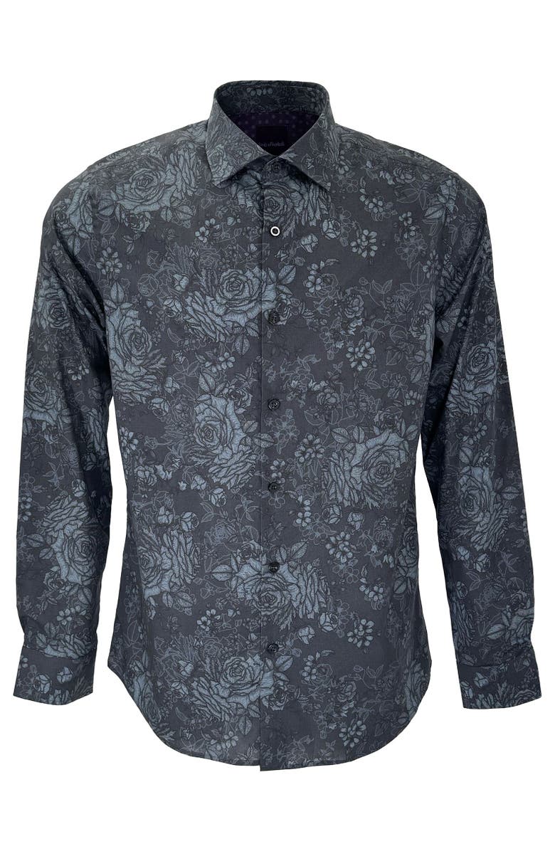 Lords of Harlech Nicoli Button-Up Shirt, Alternate, color, Roma Floral Charcoal