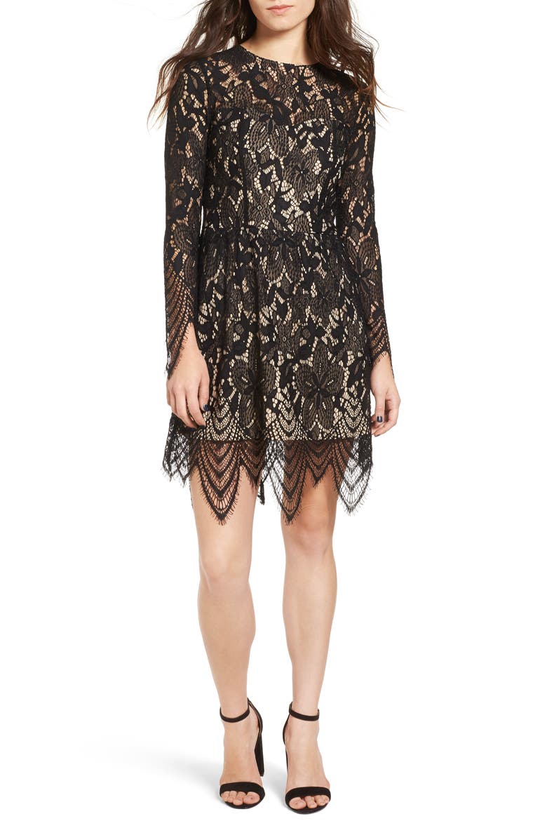 Lace Dress, Main, color, BLACK/ NUDE