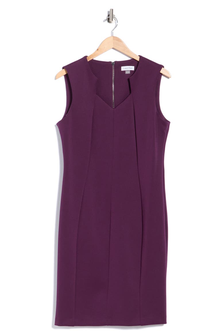 Seamed Sheath Dress, Main, color, AUBERGINE
