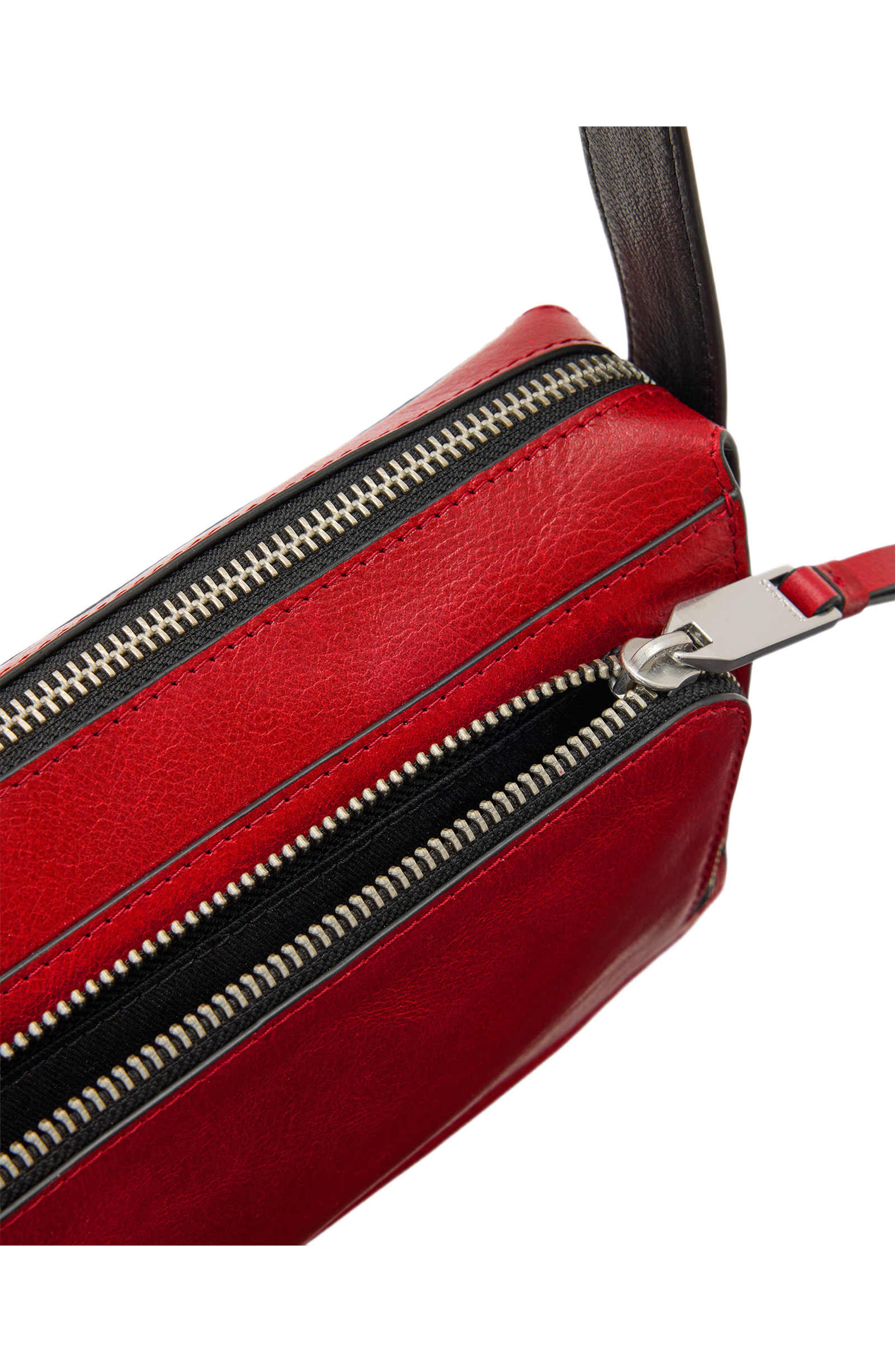 Marlo Leather Wallet Crossbody Bag, Alternate, color, TRUE RED