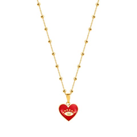 Steadfast Loyalty - Evil Eye Diamond Heart Charm Necklace