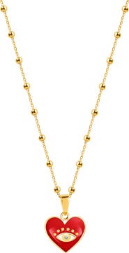 Karma and Luck Steadfast Loyalty - Evil Eye Diamond Heart Charm Necklace