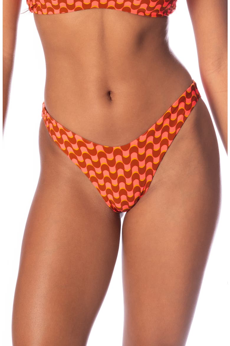 Splendor Geo Waves Reversible Bikini Bottoms, Main, color, BROWN