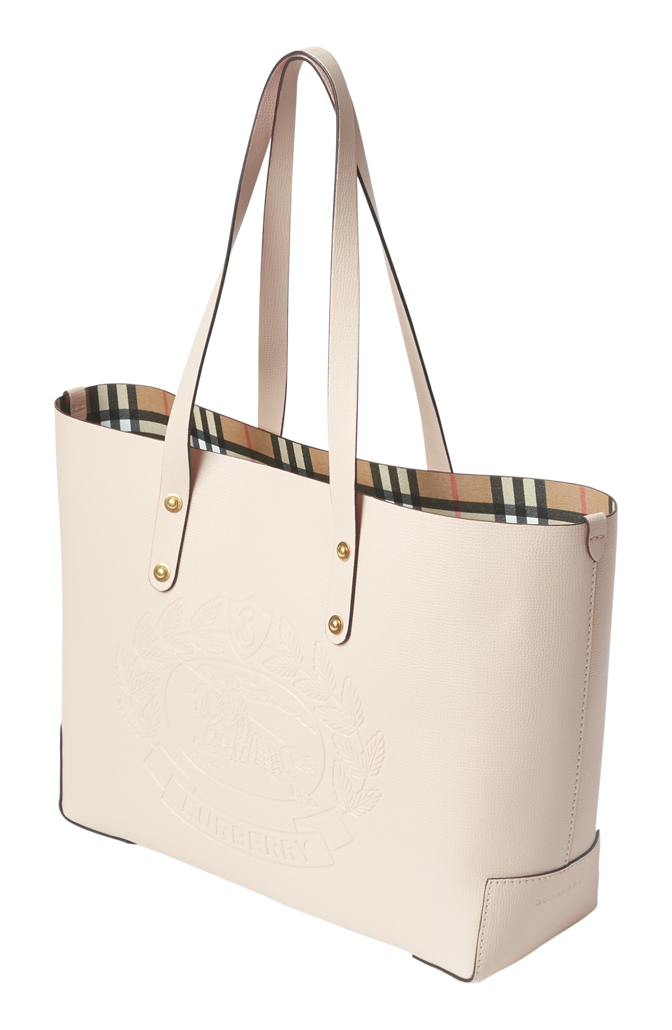 Burberry Embossed Crest Small Leather Tote, Alternate, color, 