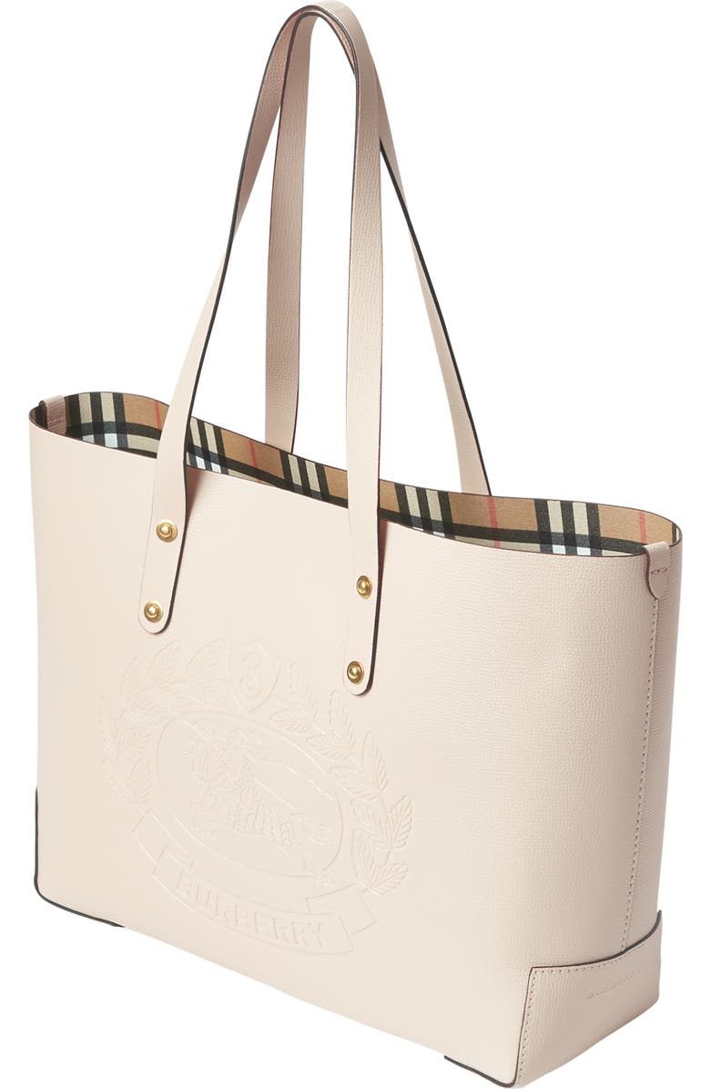 Burberry Embossed Crest Small Leather Tote, Alternate, color,