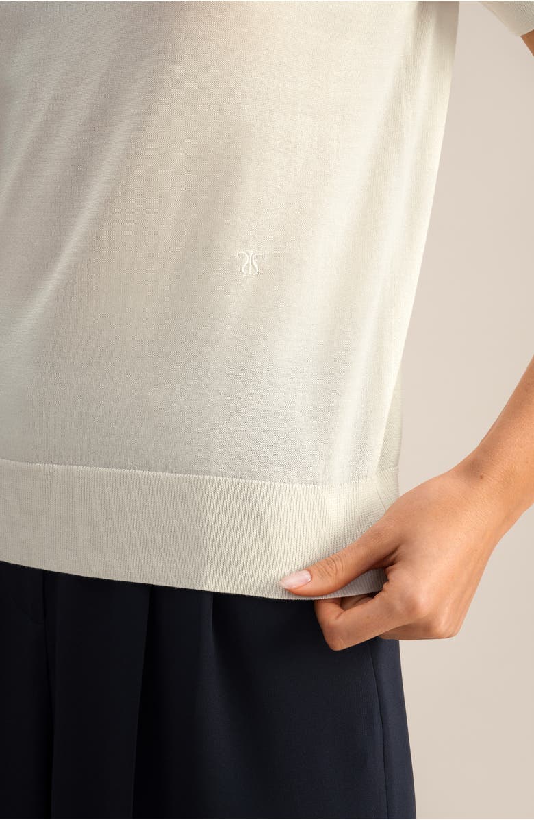 Lilysilk High Neck Short Sleeves Silk Knitted Sweater, Alternate, color, White