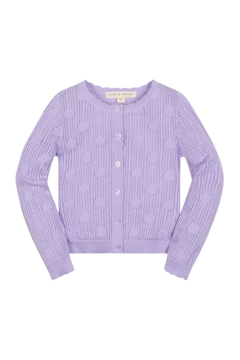 Girls' Organic Scallop Edge Cardigan, Kids, Alternate, color, Lavender Mesh Dot