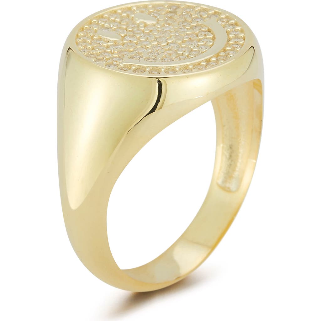 Sphera Milano Pavé Cubic Zirconia Smiley Face Ring In Brown
