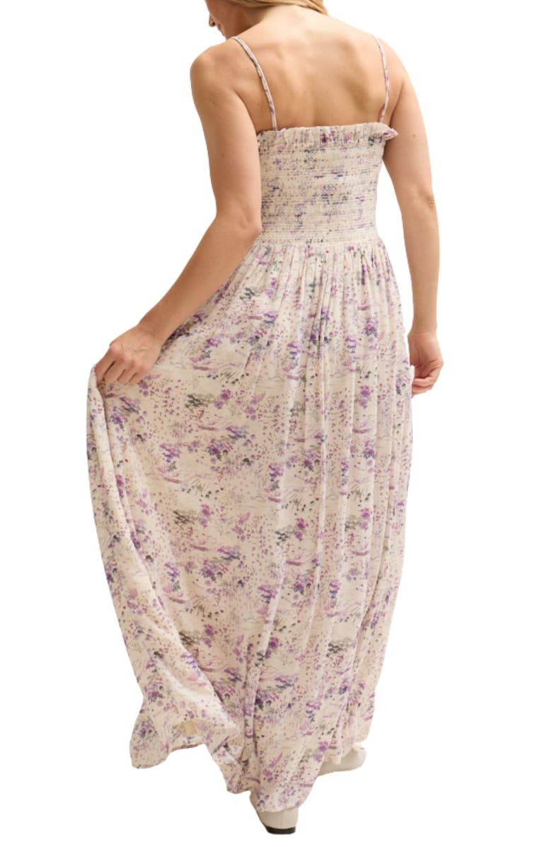 LILY AND LIONEL Annie Smocked Print Maxi Dress, Alternate, color, Purple