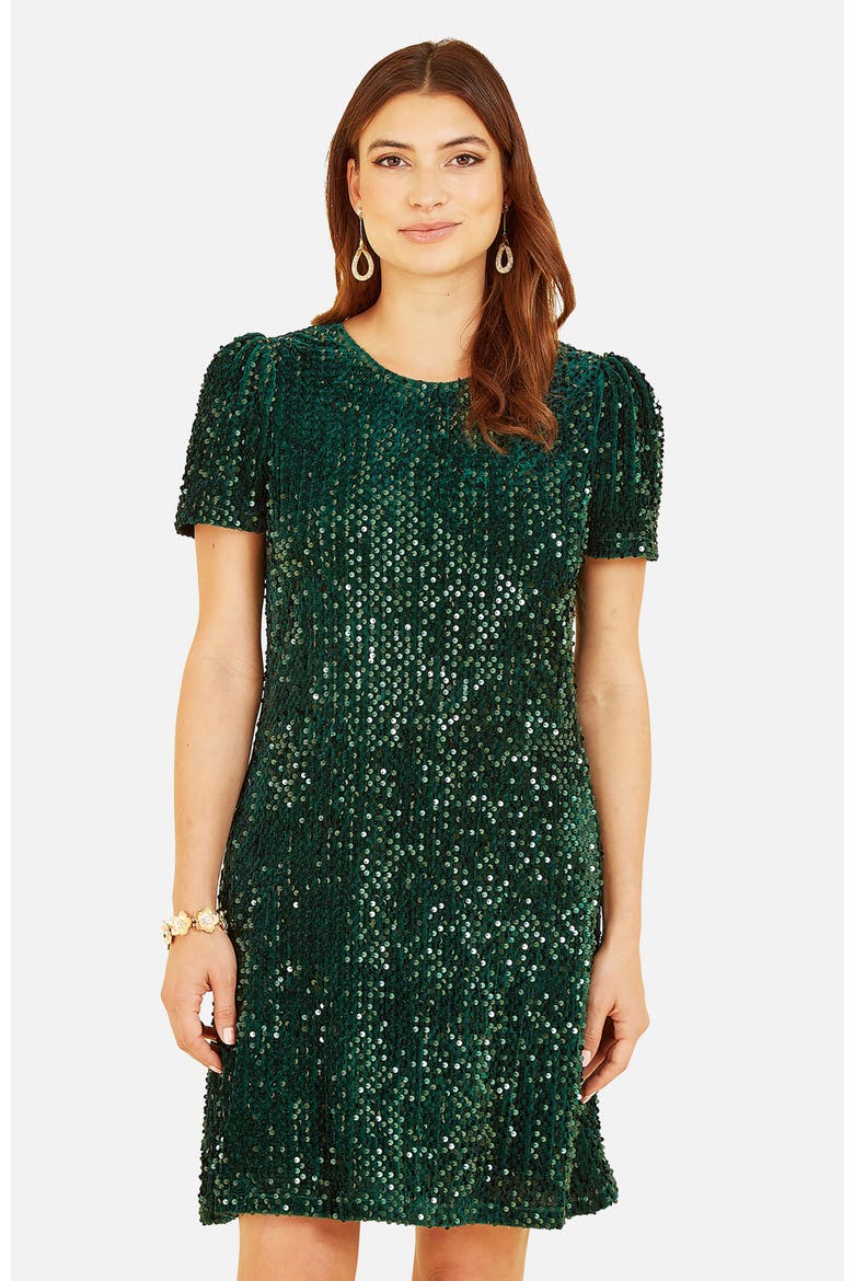 Sequin Tunic Mini Dress, Alternate, color, Green