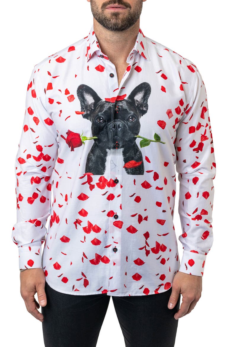 Fibonacci Guiltylove Cotton Button-Up Shirt, Main, color, WHITE