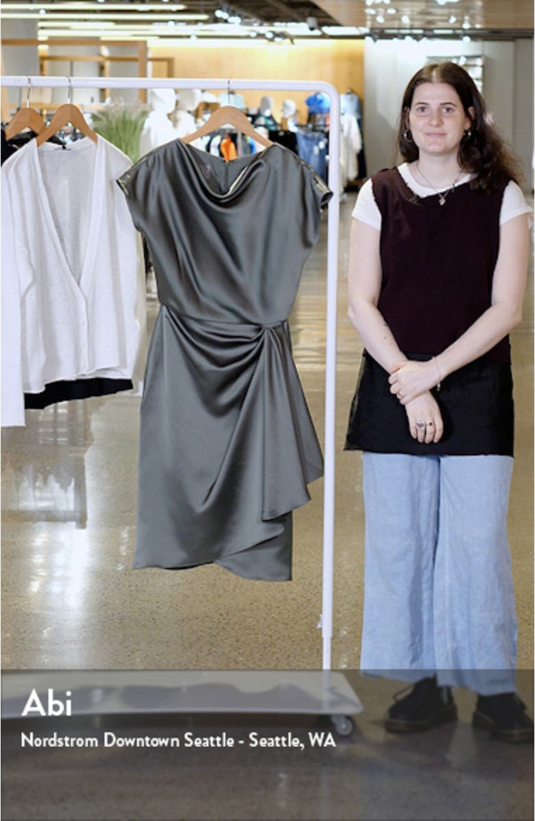 Cowl Neck Satin Sheath Dress, sales video thumbnail