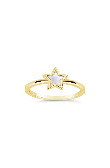 Sterling Forever Bez Mother-of-pearl Star Ring In Gold
