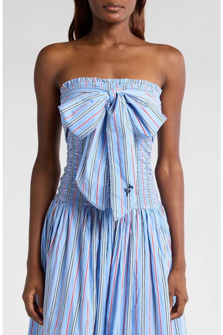 Mia Tie Neck Strapless Midi Dress, Alternate, color, BLUE