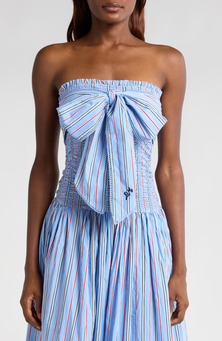 Damson Madder Mia Tie Neck Strapless Midi Dress, Alternate, color, Blue