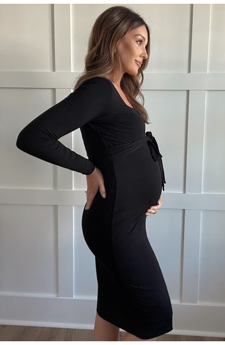 PinkBlush Basic Square Neck Midi Dress, Alternate, color, Black