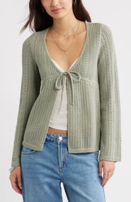 BP. Openstitch Tie Front Cardigan