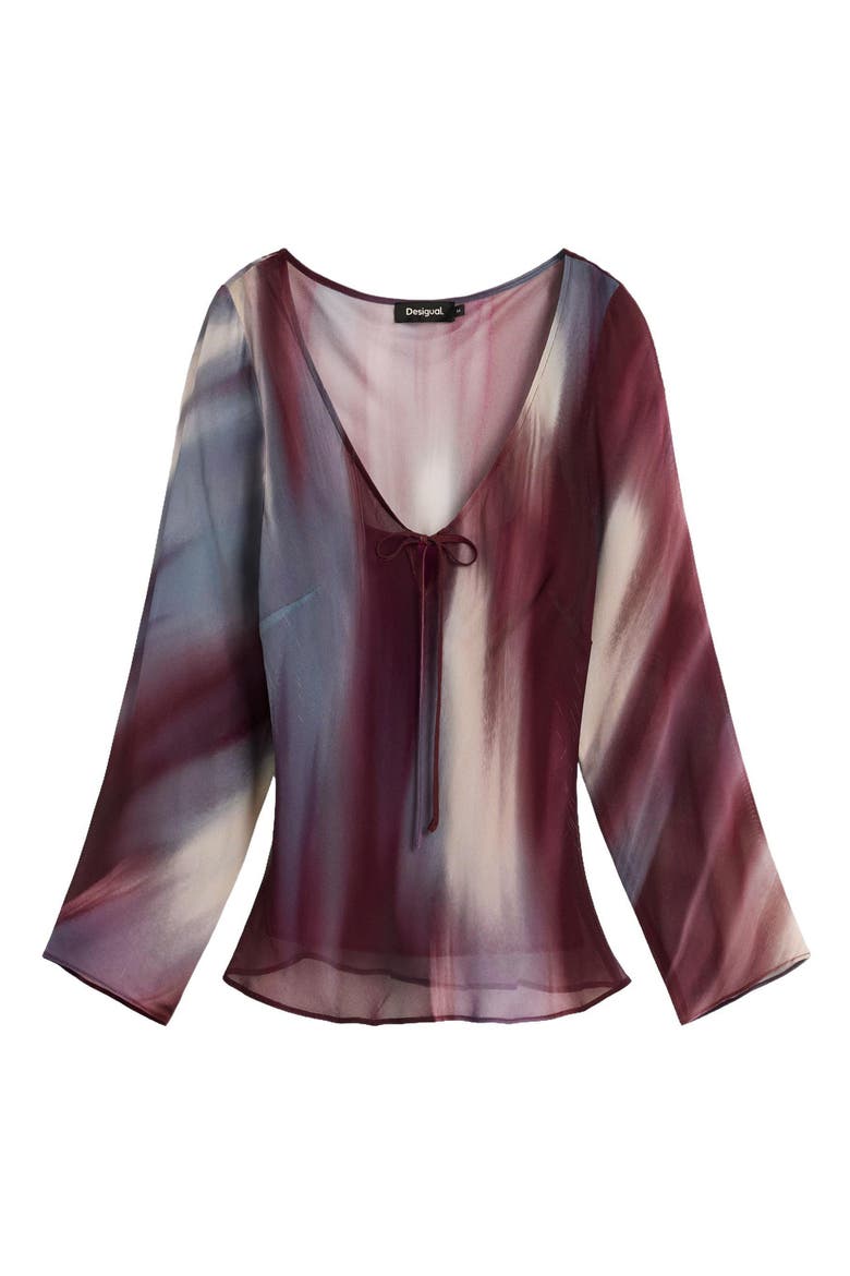 Sheer Tie Front Top, Alternate, color, PINK