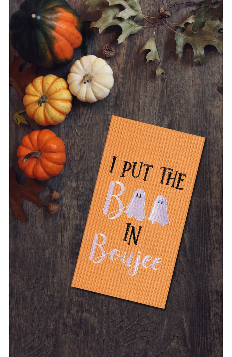 C&F Home Boo In Boujee Ghost Embroidered Cotton Halloween Waffle Weave Kitchen Towel, Alternate, color,