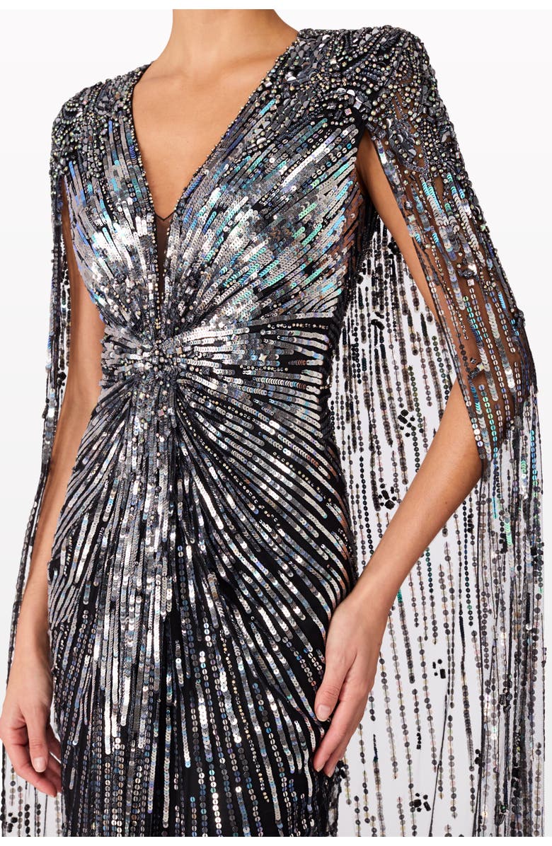 Jenny Packham Gold Rush Gown, Alternate, color, Liquorice