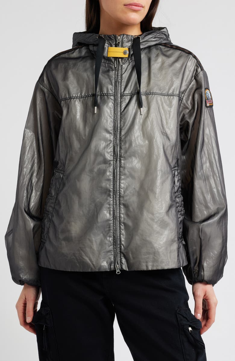 Parajumpers Carmen Metal Glaze Water Repellent Hooded Jacket, Alternate, color, Black