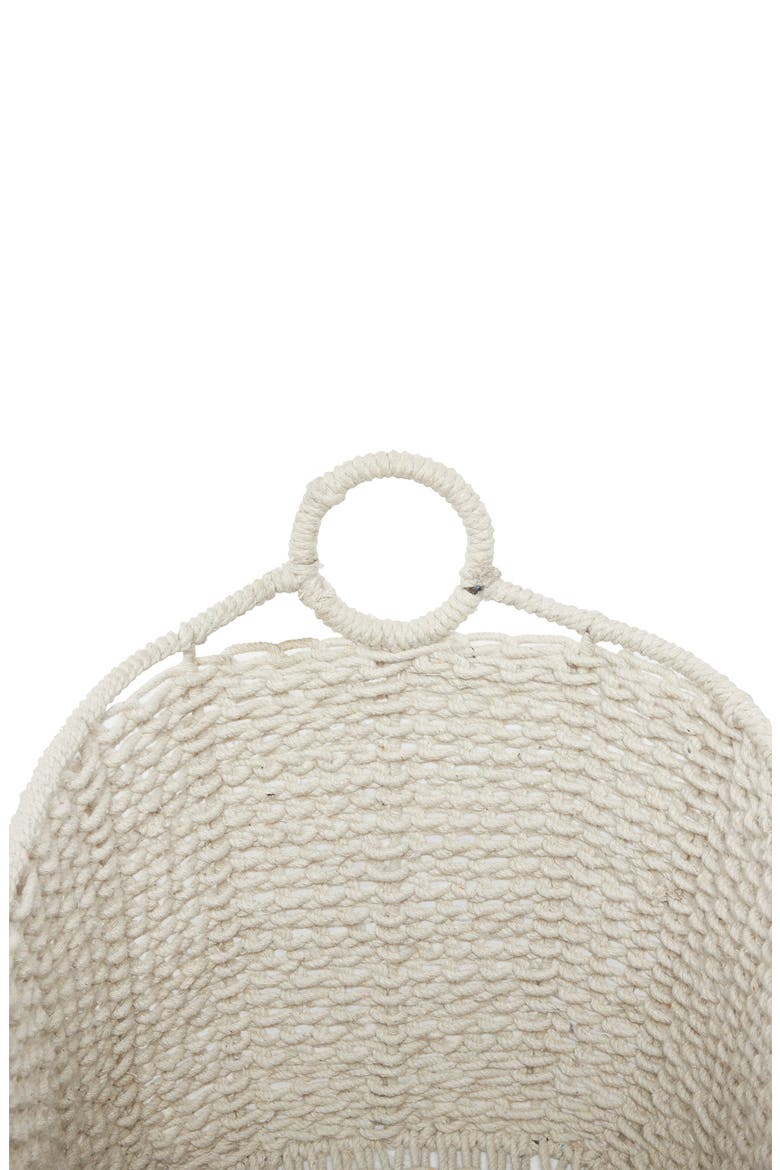 White Cotton Bohemian Storage Basket with Handles, Alternate, color, WHITE